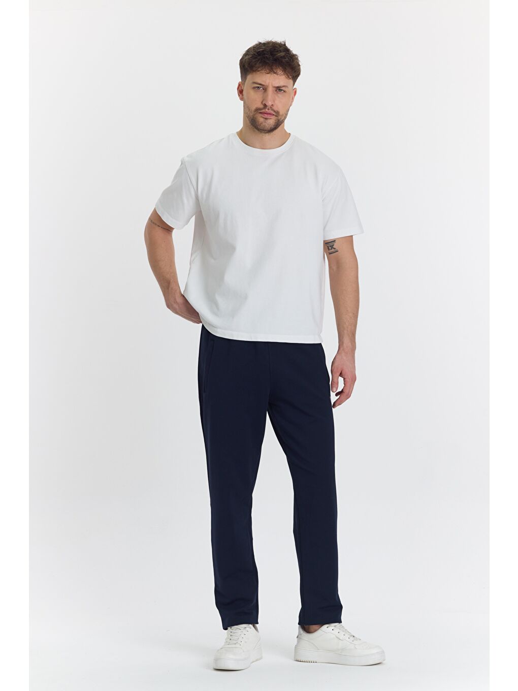 Lacivert Pamuklu Kumaş Erkek Eşofman Altı 0025-4