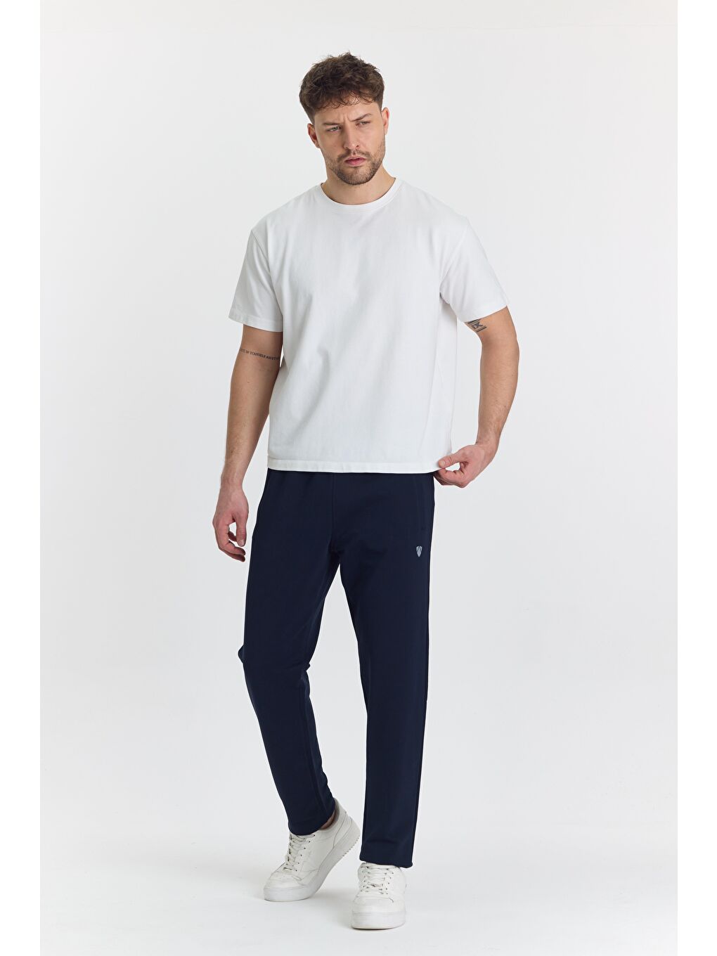 Lacivert Pamuklu Kumaş Erkek Eşofman Altı 0025-5