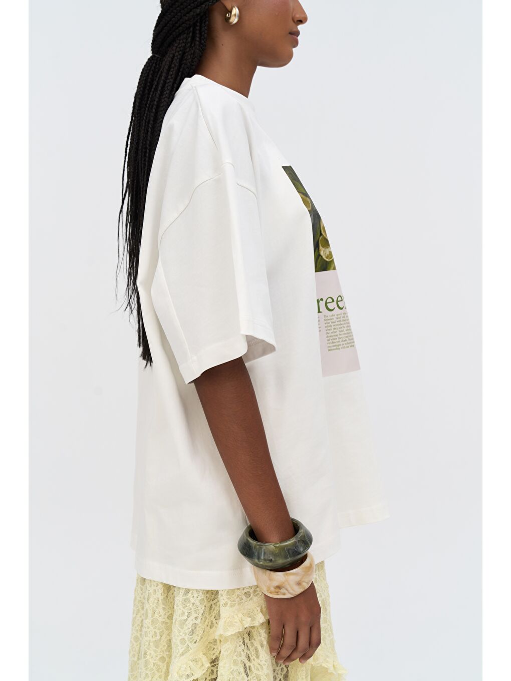 Lime Oversize Beyaz T-Shirt-5