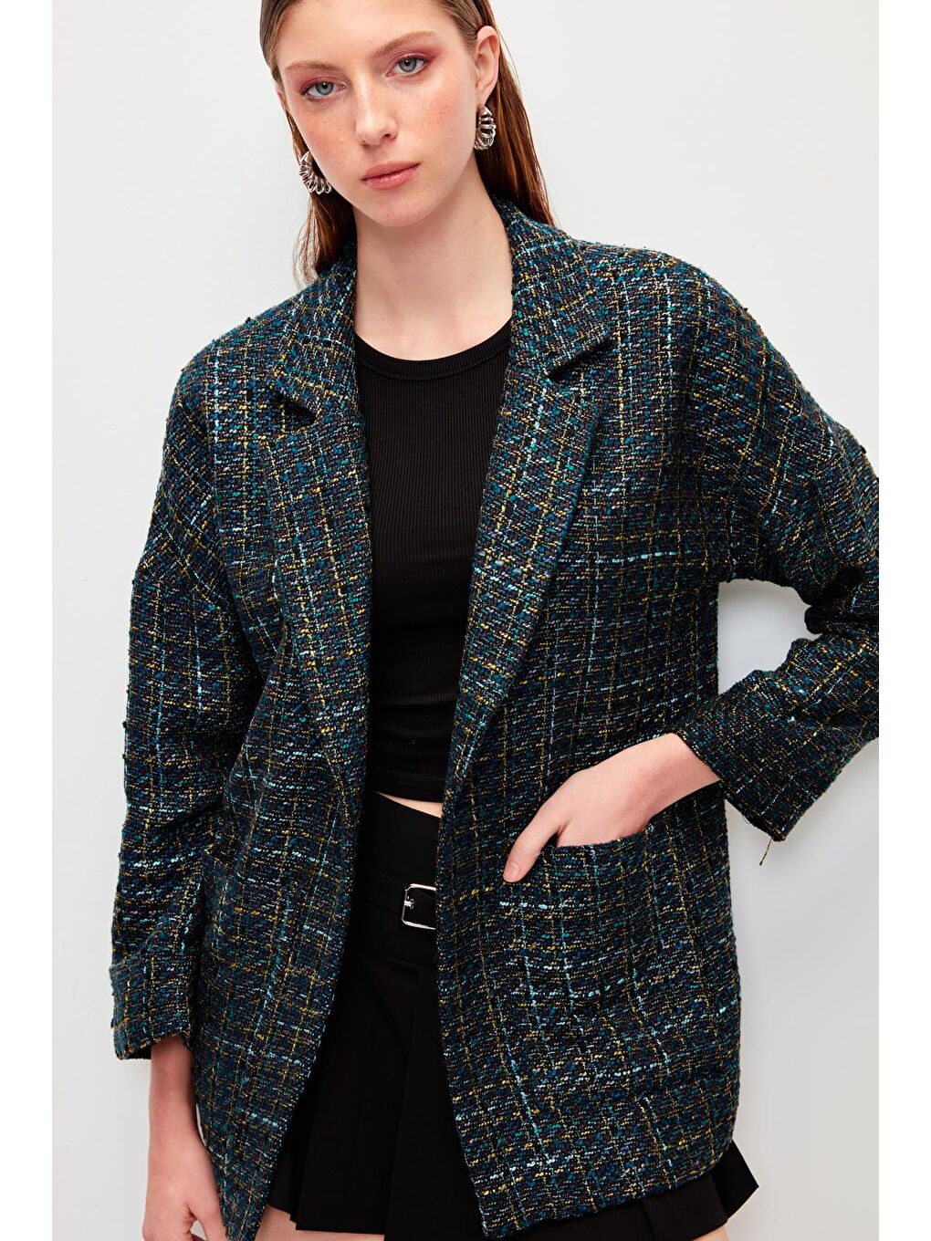 Lacivert Tüvit Rahat Kalıp Ceket-2