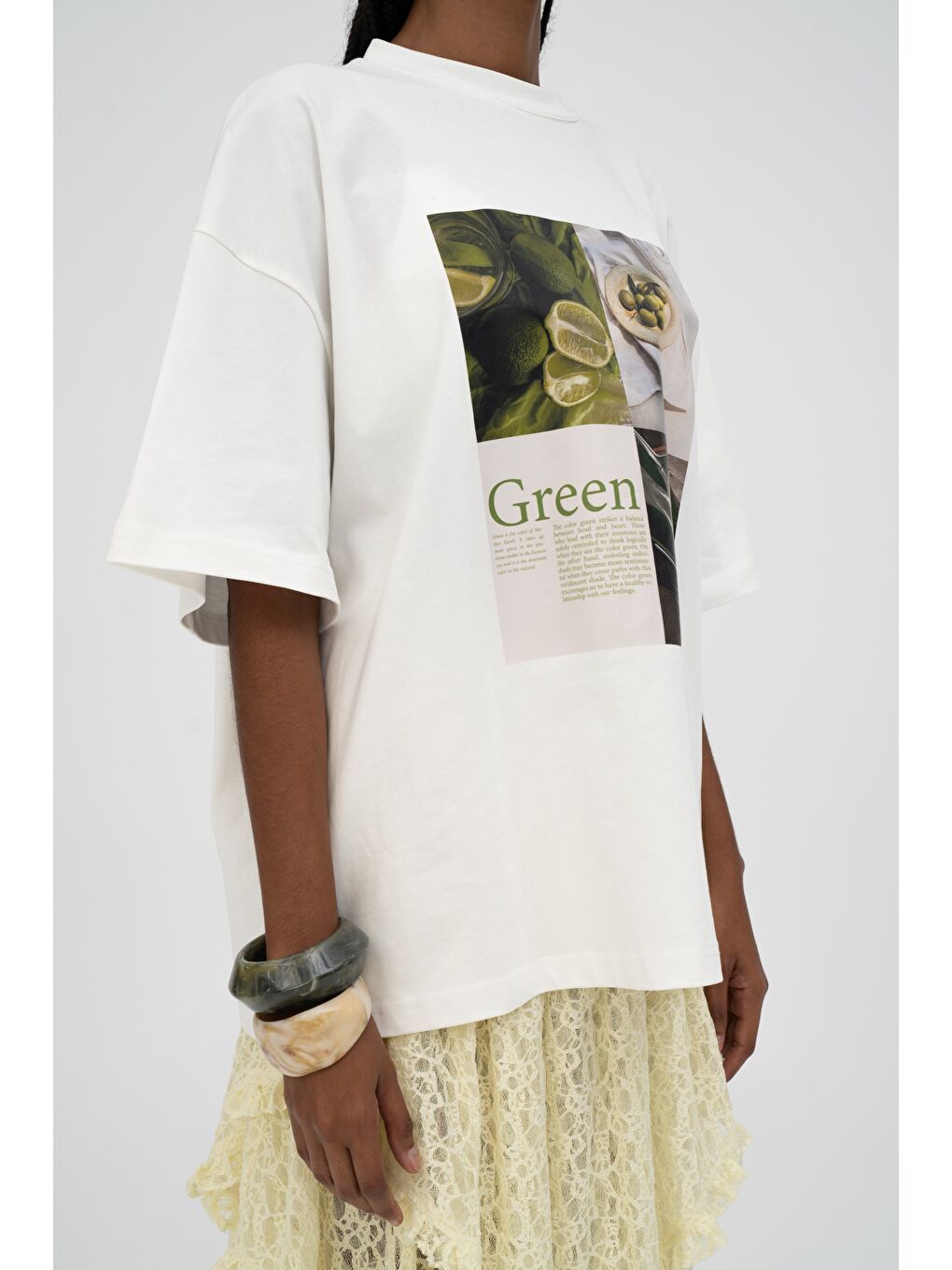 Lime Oversize Beyaz T-Shirt-6