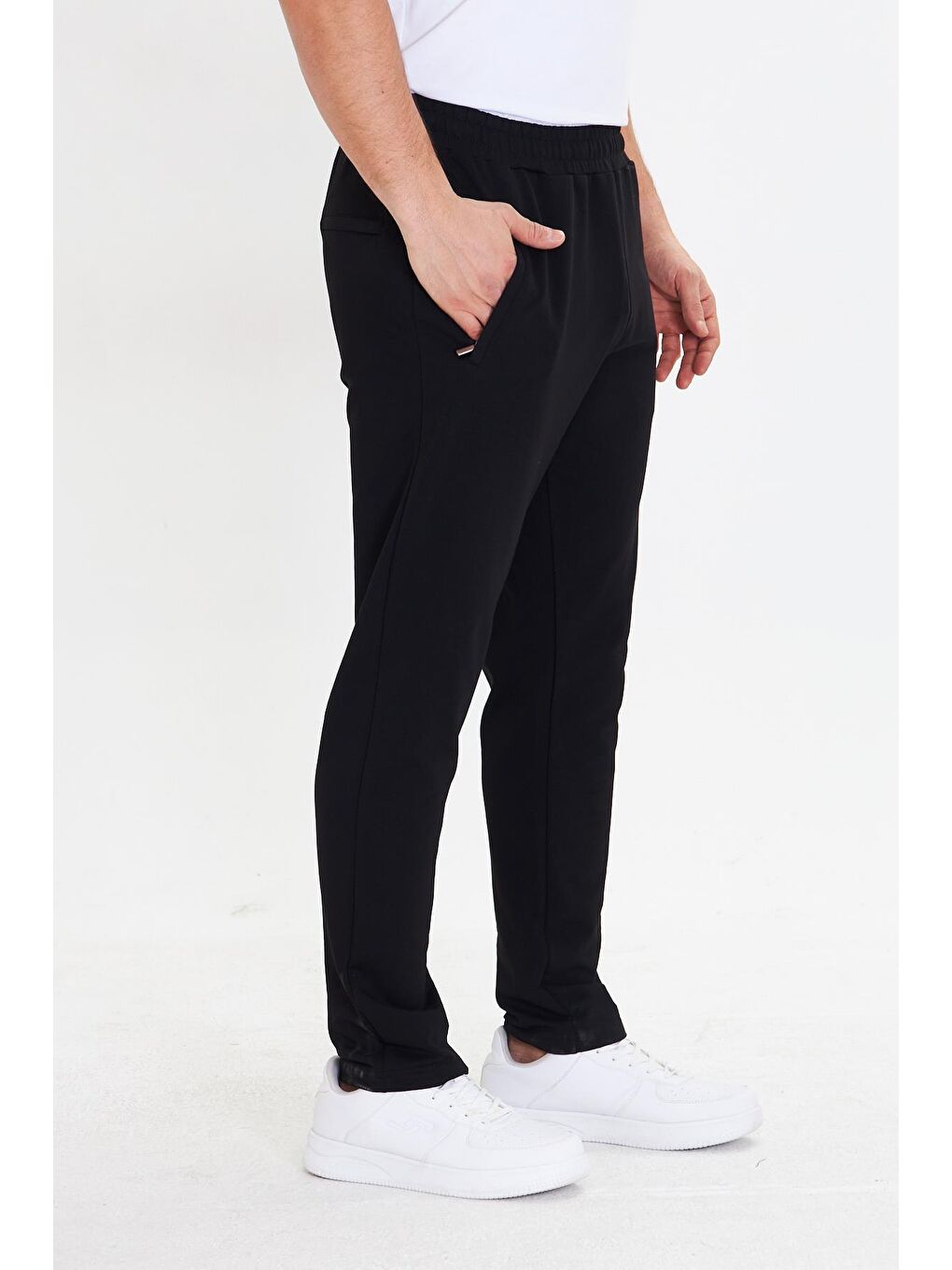 Siyah Pamuklu Kumaş Erkek Eşofman Altı 0025-2