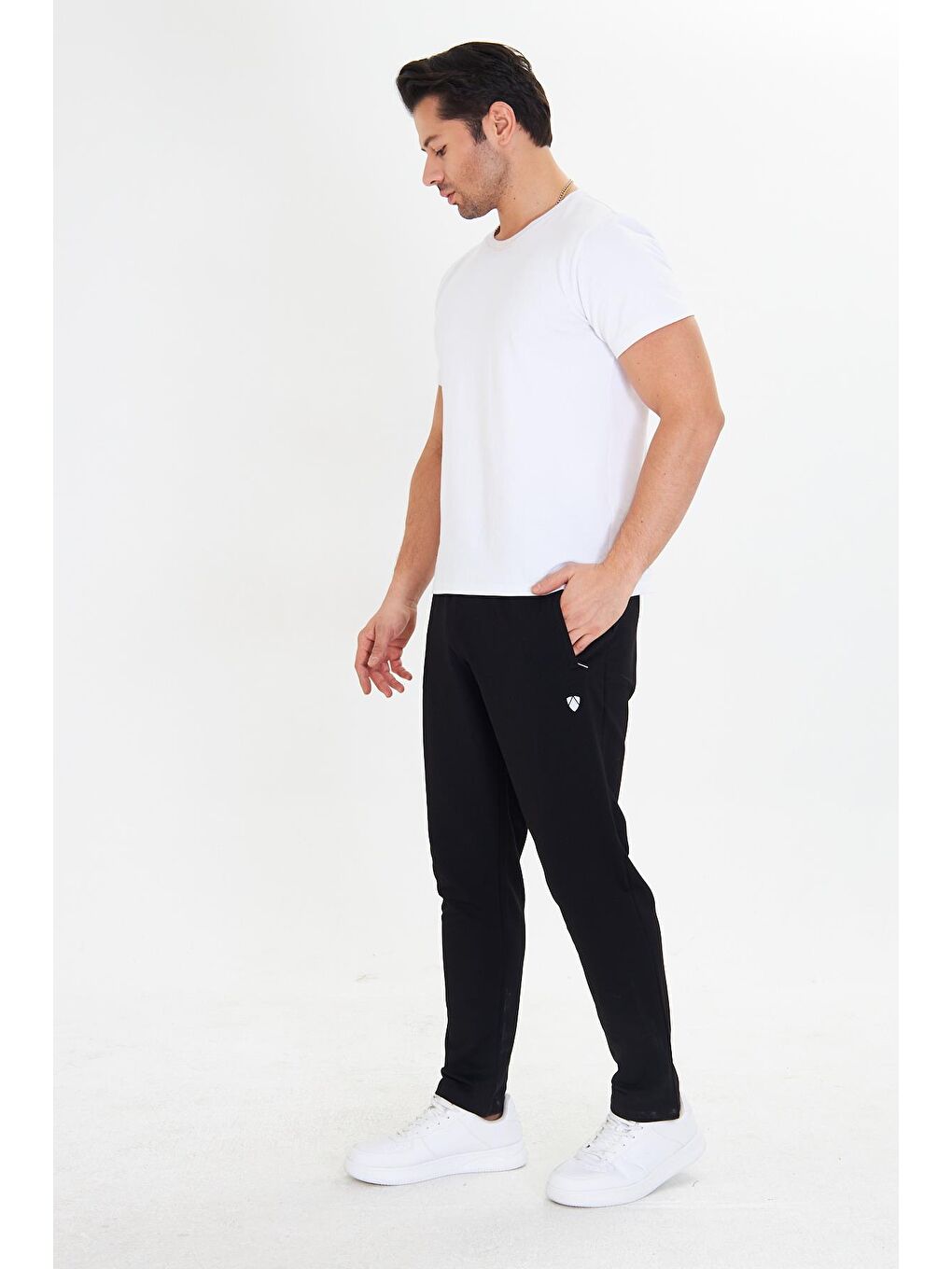 Siyah Pamuklu Kumaş Erkek Eşofman Altı 0025-3