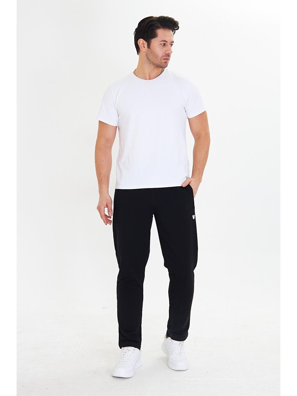 Siyah Pamuklu Kumaş Erkek Eşofman Altı 0025-4