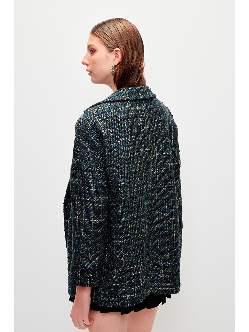 Lacivert Tüvit Rahat Kalıp Ceket-4