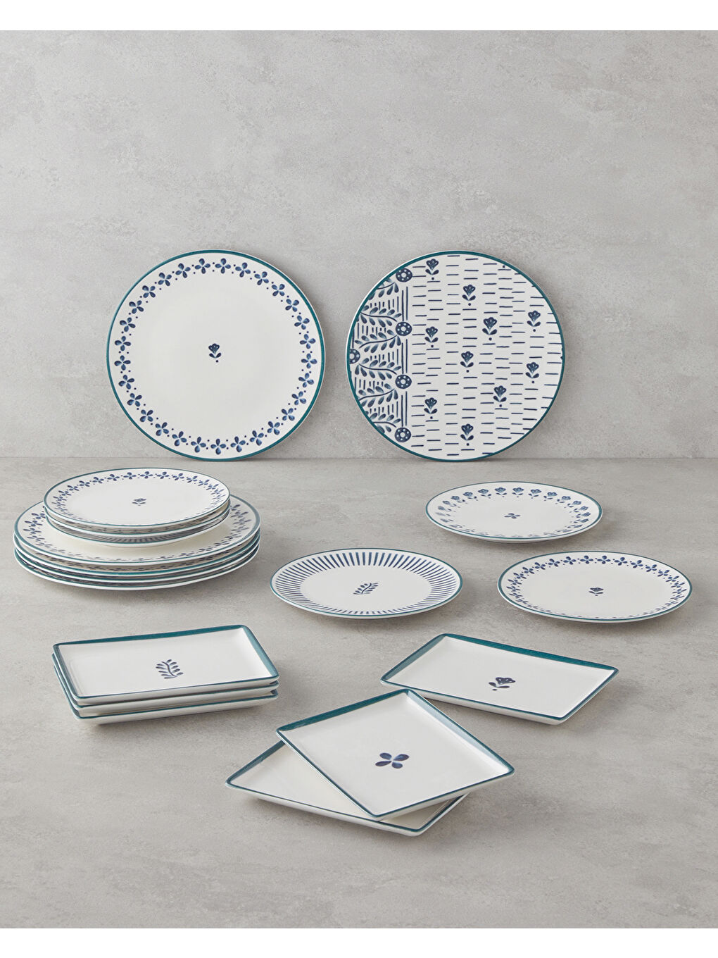 Wells Porselen Kahvaltı ve Sunum Seti 18 Parça 6 Kişilik Mavi