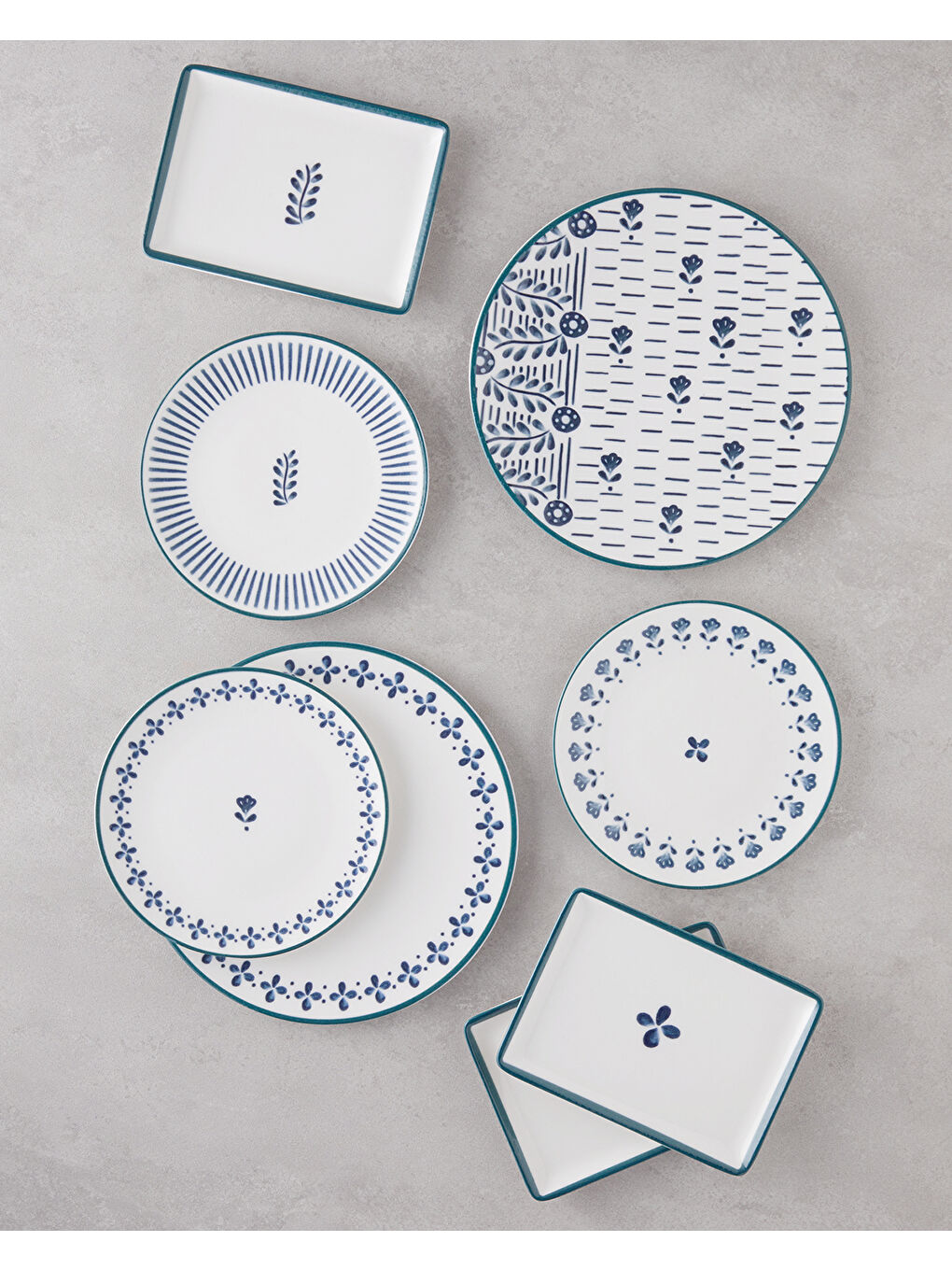 Wells Porselen Kahvaltı ve Sunum Seti 18 Parça 6 Kişilik Mavi-1