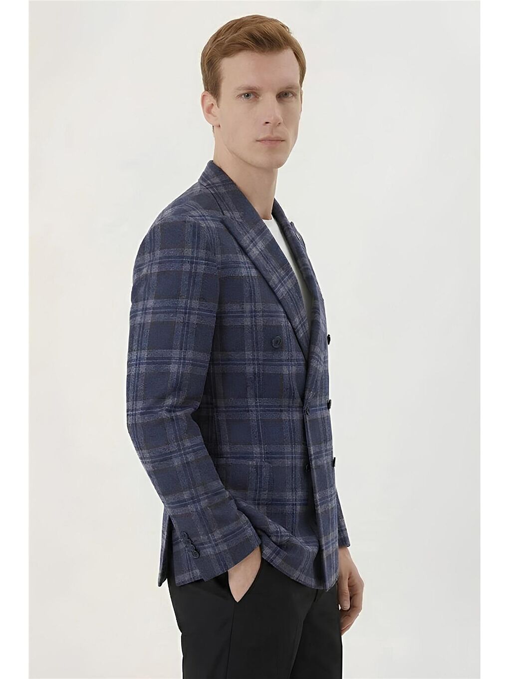 Giotelli Koyu Lacivert-Bordo Yün Karışımlı 6 Drop Erkek Ceket-2