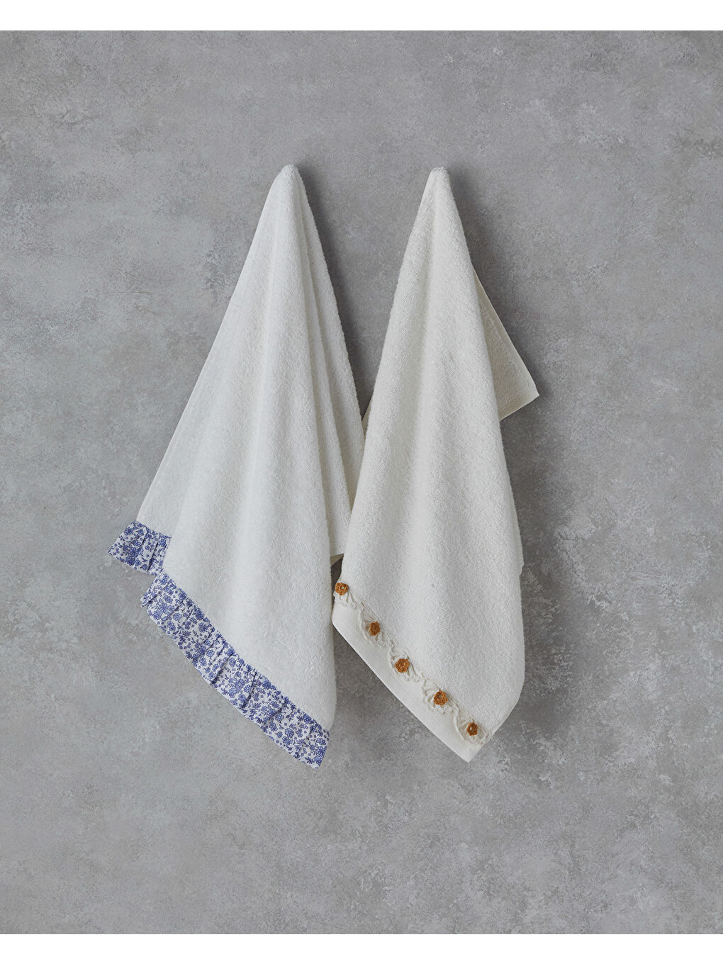 Pure Flowers Pamuklu Yüz Havlusu 50x80 cm Ekru-2