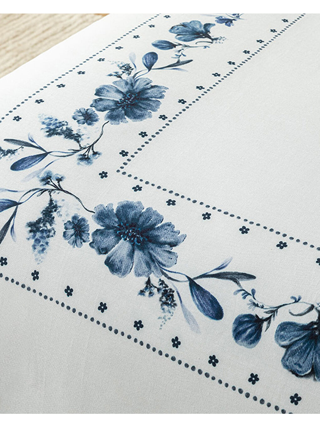 Flower Chain Dijital Baskılı Soft Pamuk Çift Kişilik Nevresim Takımı Lacivert-3