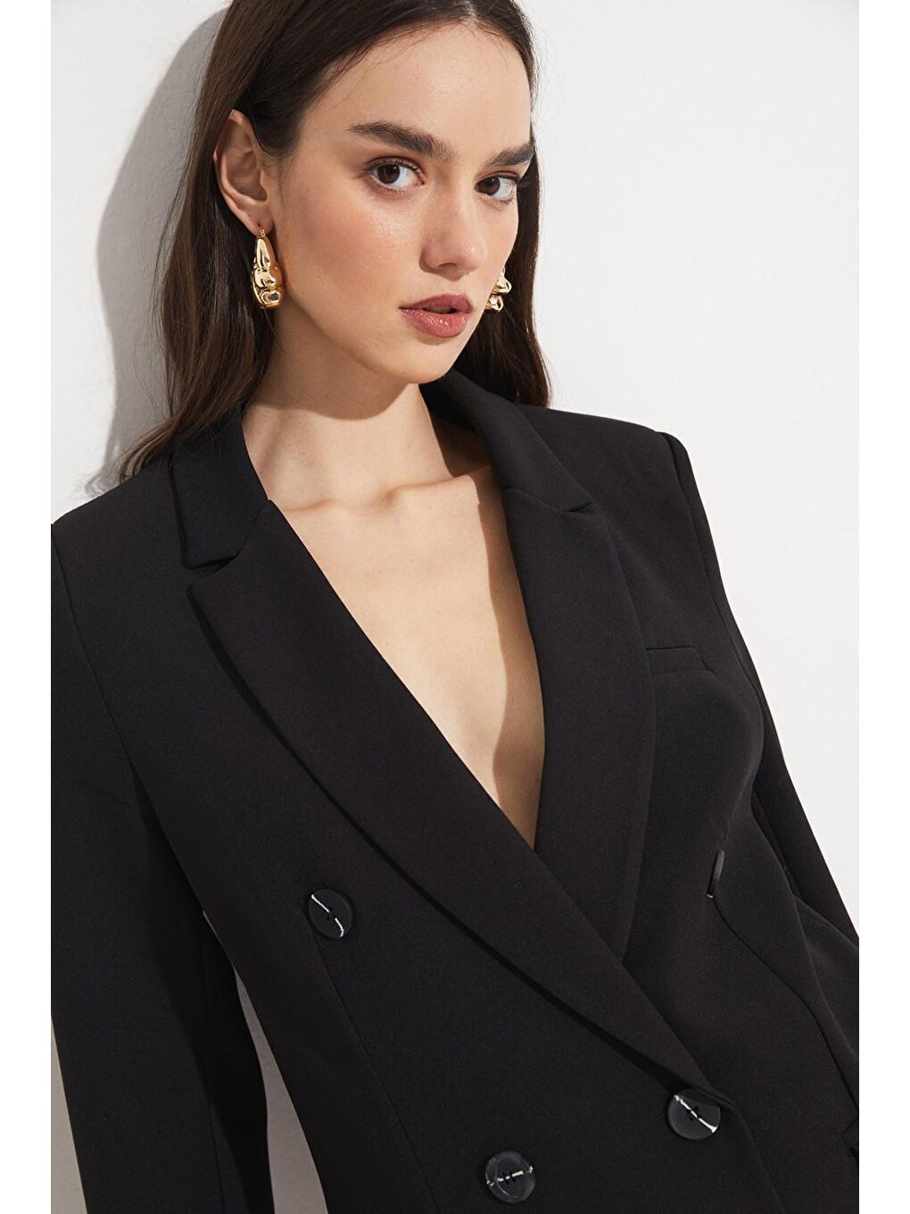 Siyah Kruvaze Kapama Ceket-1