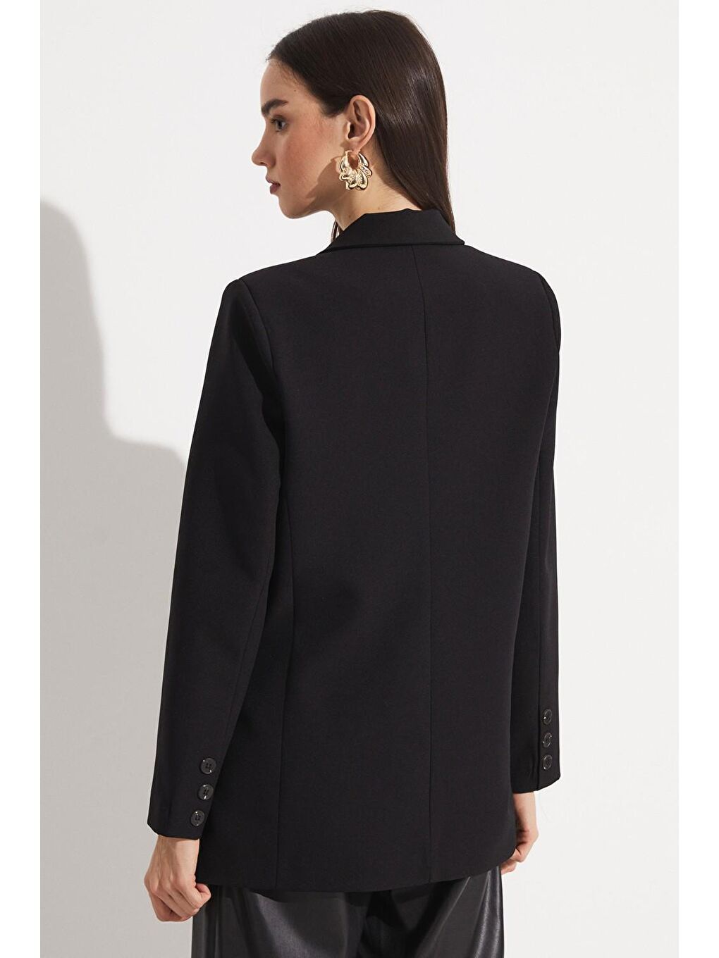 Siyah Kruvaze Kapama Ceket-3