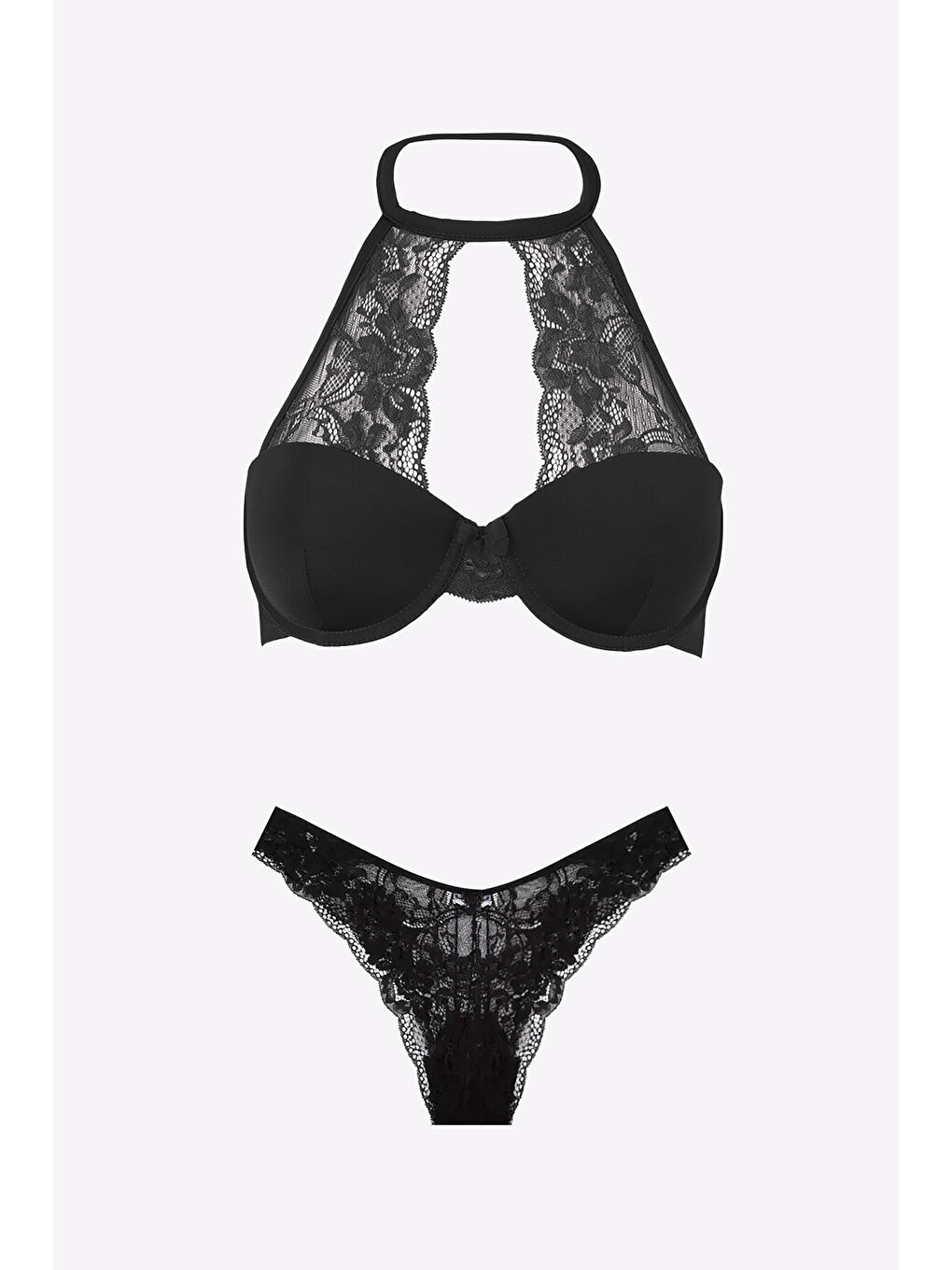 Siyah Straplez Sütyen Külot Takım