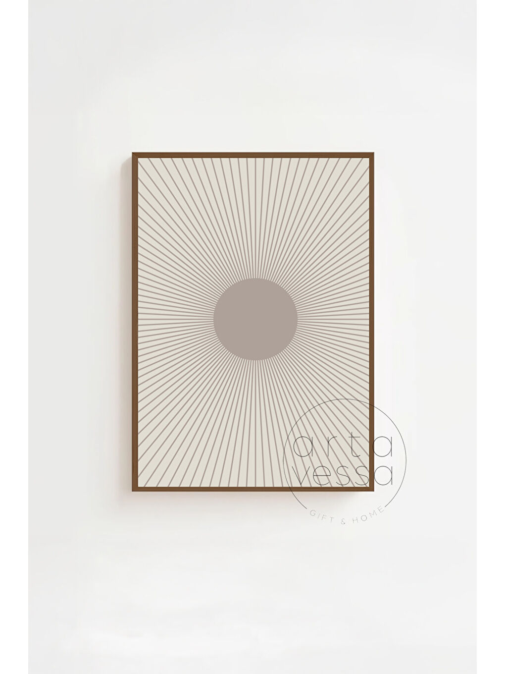 Beyaz 3 Parça Kahverengi Gerçek Ahşap Çerçeveli Tablo Seti - Model 14 - ERSY3KHVCRV14-3348-3