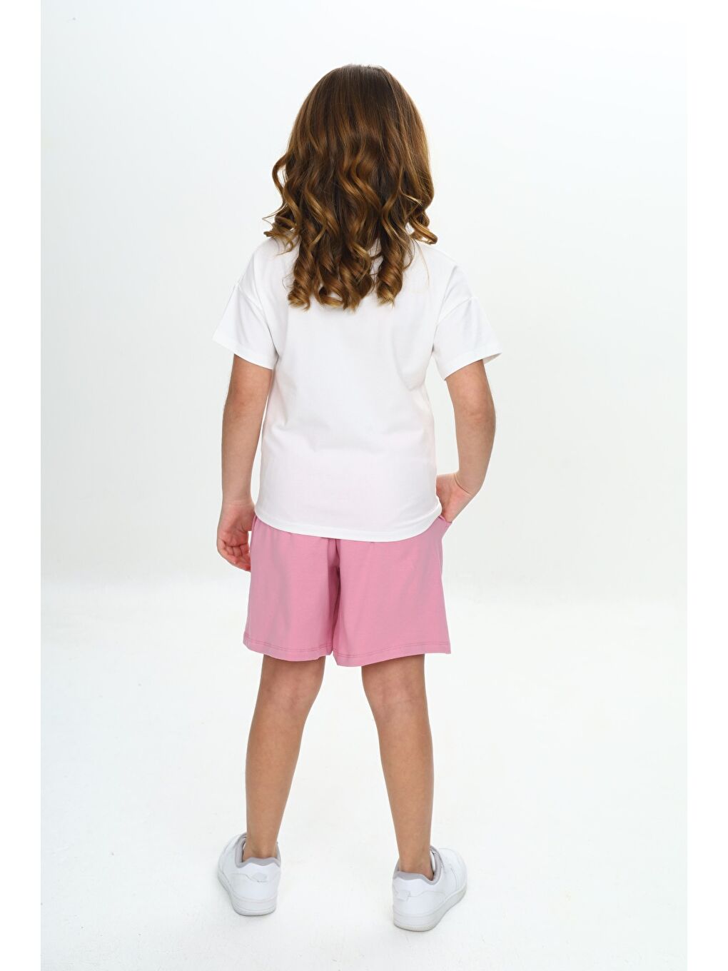 Pembe Kız Çocuk Çiçek Baskılı Şortlu Takım-2