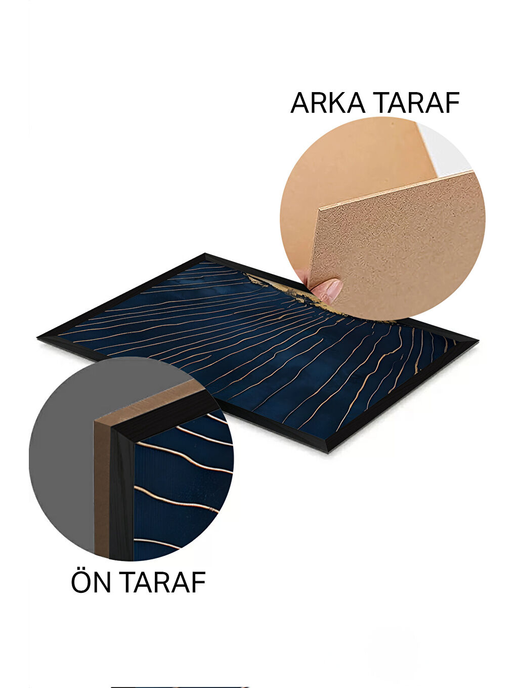 Beyaz 3 Parça Siyah Çerçeve Görünümlü MDF Poster Tablo Seti - Set 16 - ERSY3DSYHSET16-3348-1