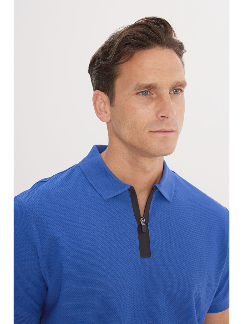 Mavi Erkek Saks Slim Fit Dar Kesim Polo Yaka %100 Pamuk Petek Desenli Kısa Kollu Tişört-3