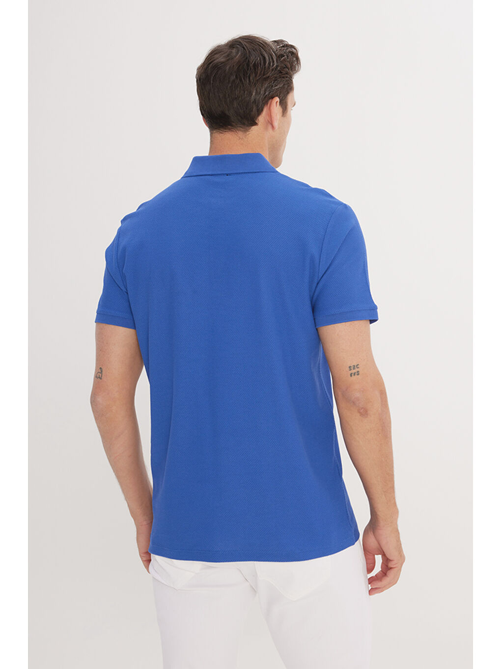Mavi Erkek Saks Slim Fit Dar Kesim Polo Yaka %100 Pamuk Petek Desenli Kısa Kollu Tişört-4