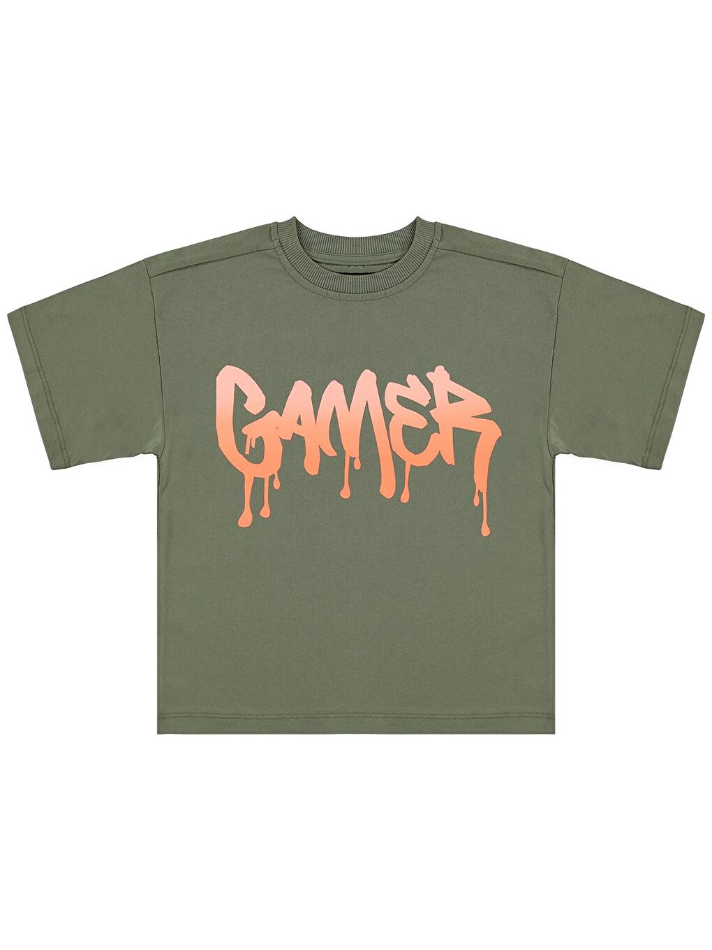 Boys Gamer Baskılı 2-5 Yaş Tişört - Haki