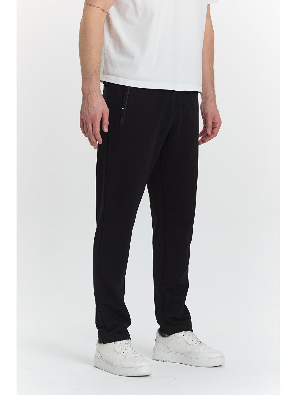 Siyah Pamuklu Kumaş Erkek Eşofman Altı 19220-3