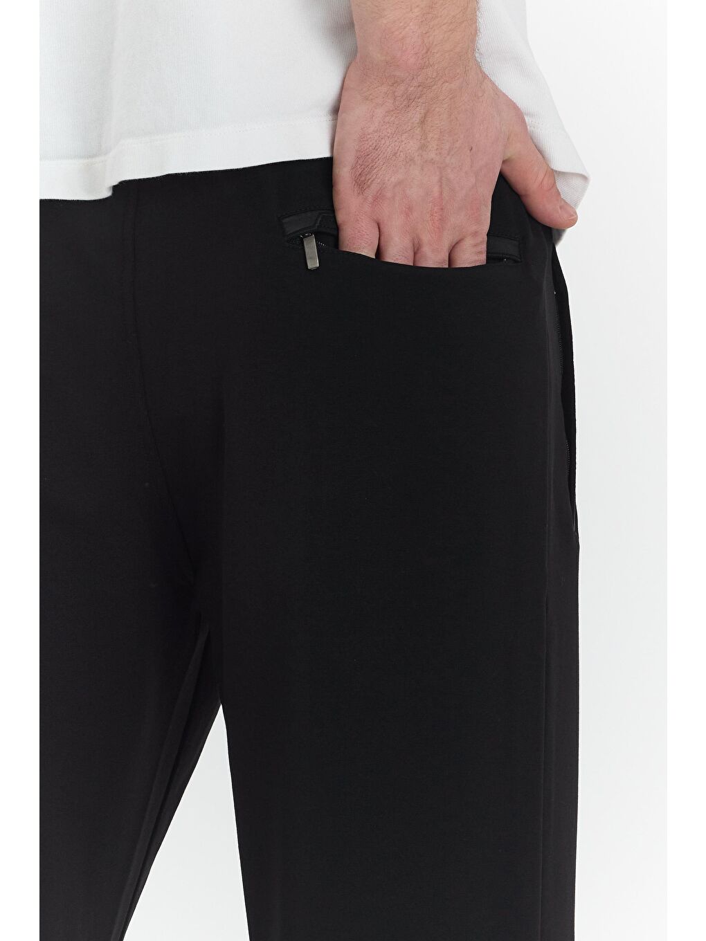 Siyah Pamuklu Kumaş Erkek Eşofman Altı 19220-7