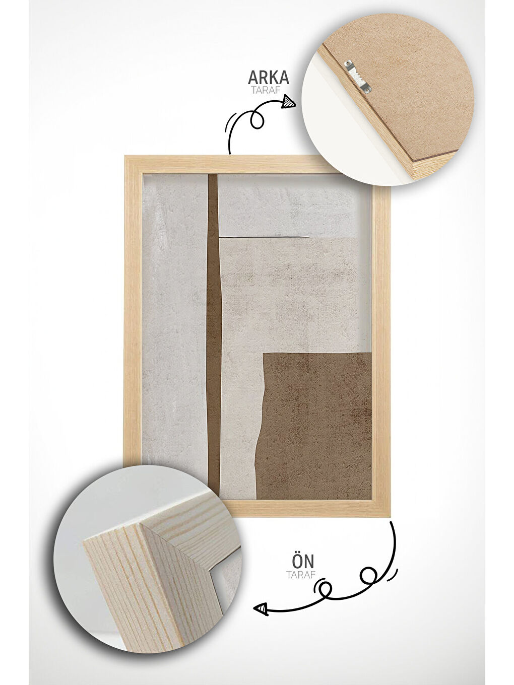 Beyaz Gerçek Ahşap Çerçeveli 3 Parça 3D Poster Tablo Seti - ERSY3SET2 - ERSY3SET2-3348-4