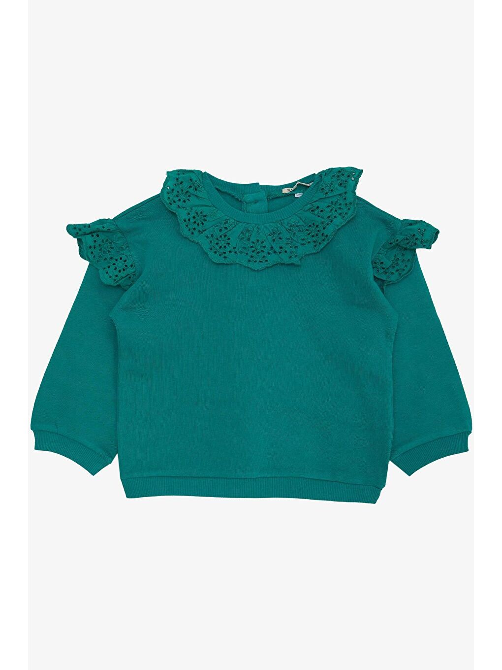 Breeze Yeşil Kız Bebek Sweatshirt Güpürlü Arkası Düğmeli Yeşil (1-5 Yaş)