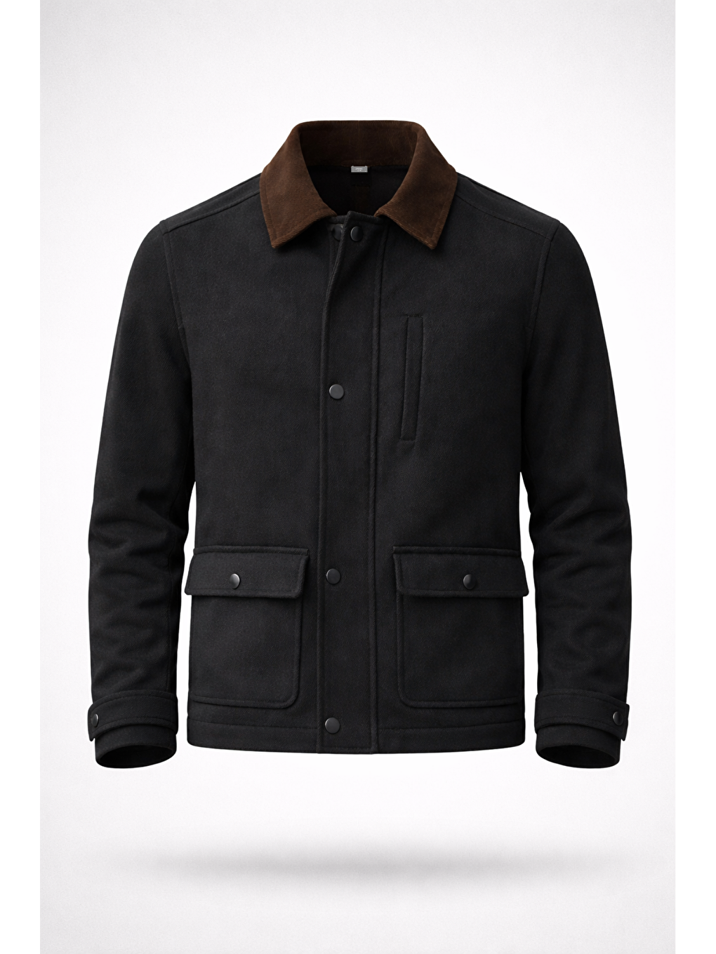 Antrasit Kadife Polo Yaka Düz Yırtmaçsız Tam Astar Slim Fit Casual Mont-5