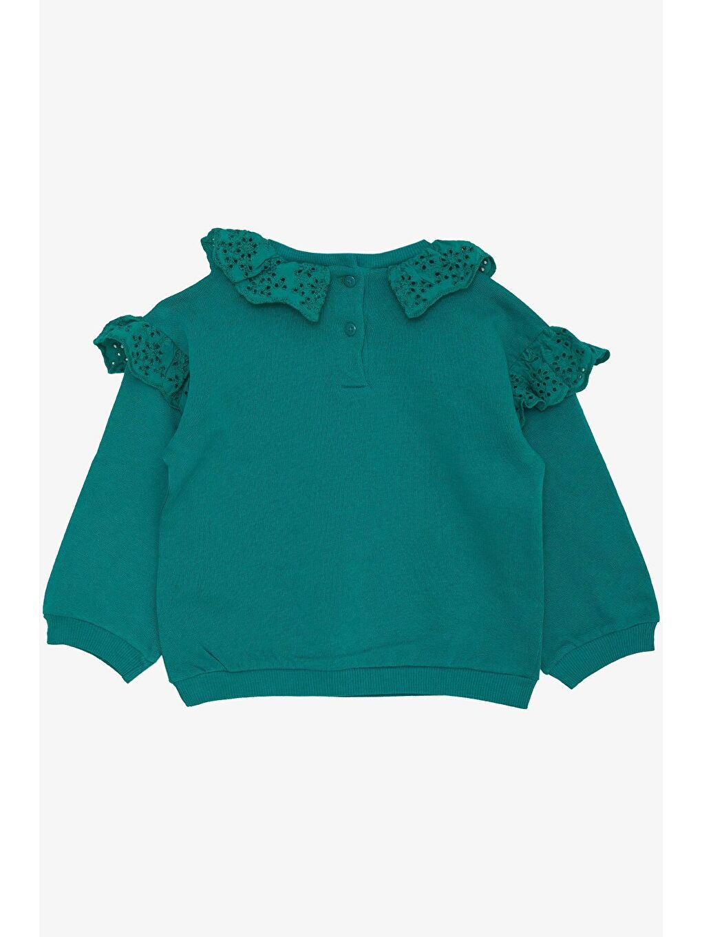 Breeze Yeşil Kız Bebek Sweatshirt Güpürlü Arkası Düğmeli Yeşil (1-5 Yaş) - 1