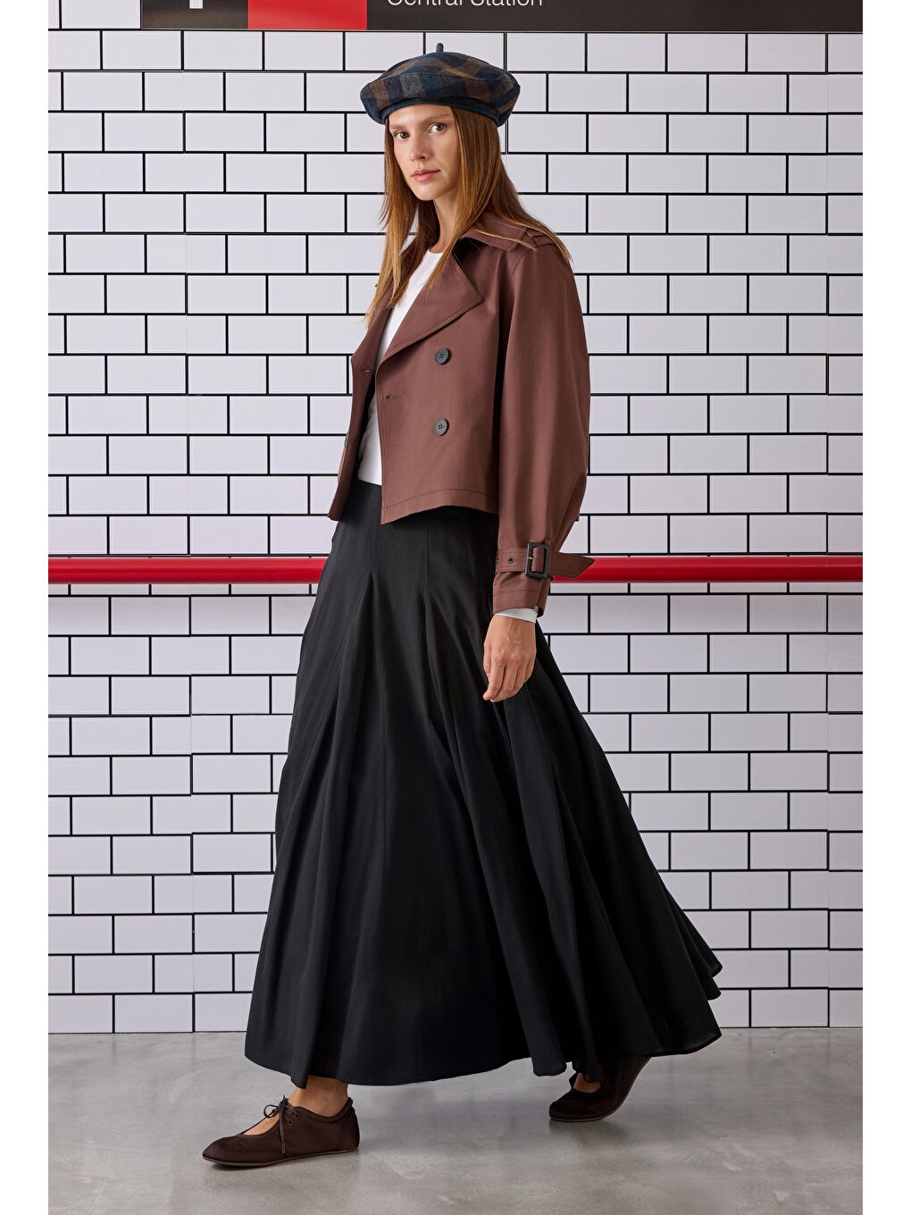 Kahverengi Kısa Trençkot Kahve-1