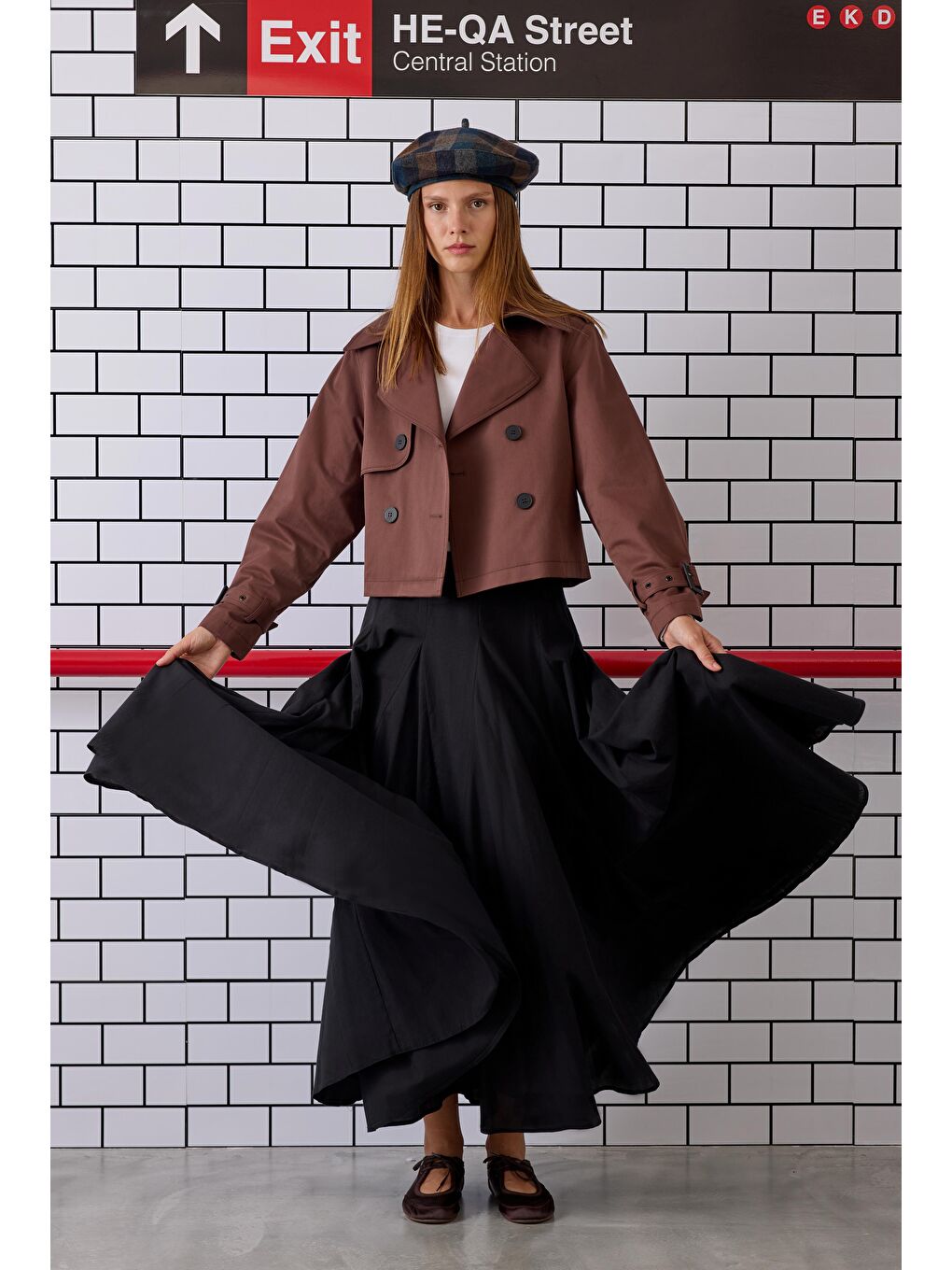 Kahverengi Kısa Trençkot Kahve-2