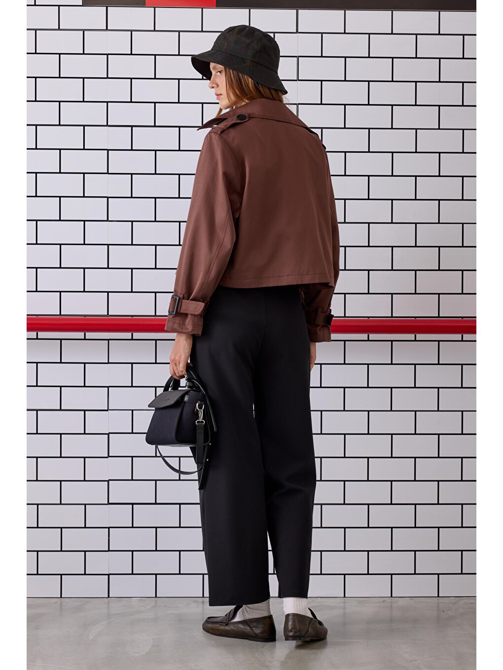 Kahverengi Kısa Trençkot Kahve-3