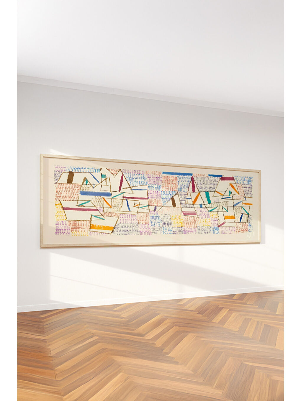 Beyaz Tek Parça Gerçek Ham Ahşap Yatay Panorama Çerçeveli Tablo - Model 3 - 50 x 120-2