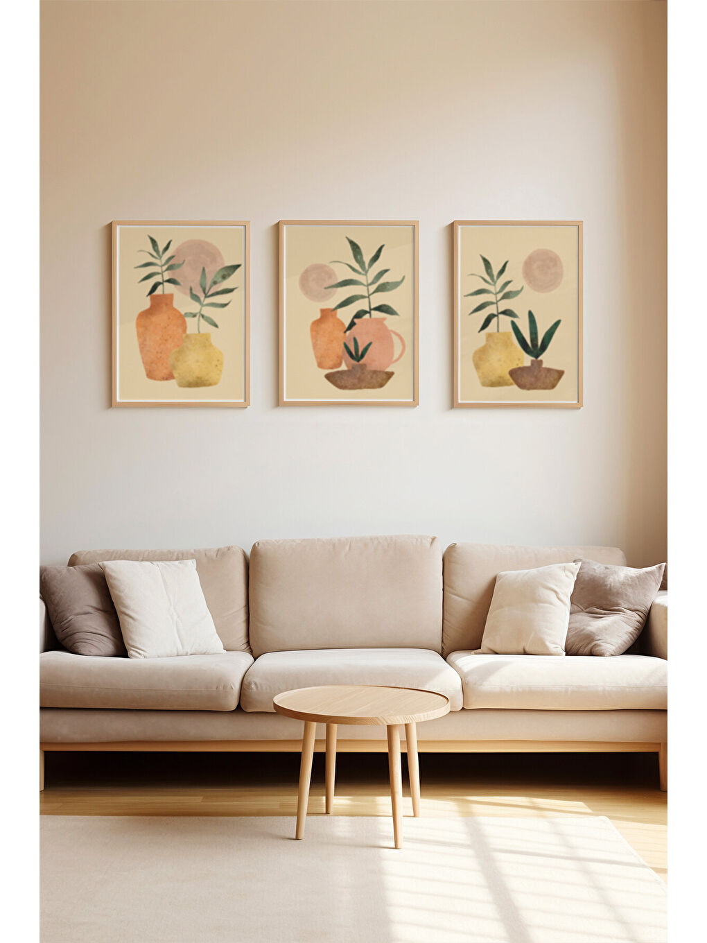 Beyaz Gerçek Ahşap Çerçeveli 3 Parça 3D Poster Tablo Seti - 3DARTSOHOSET106-2030