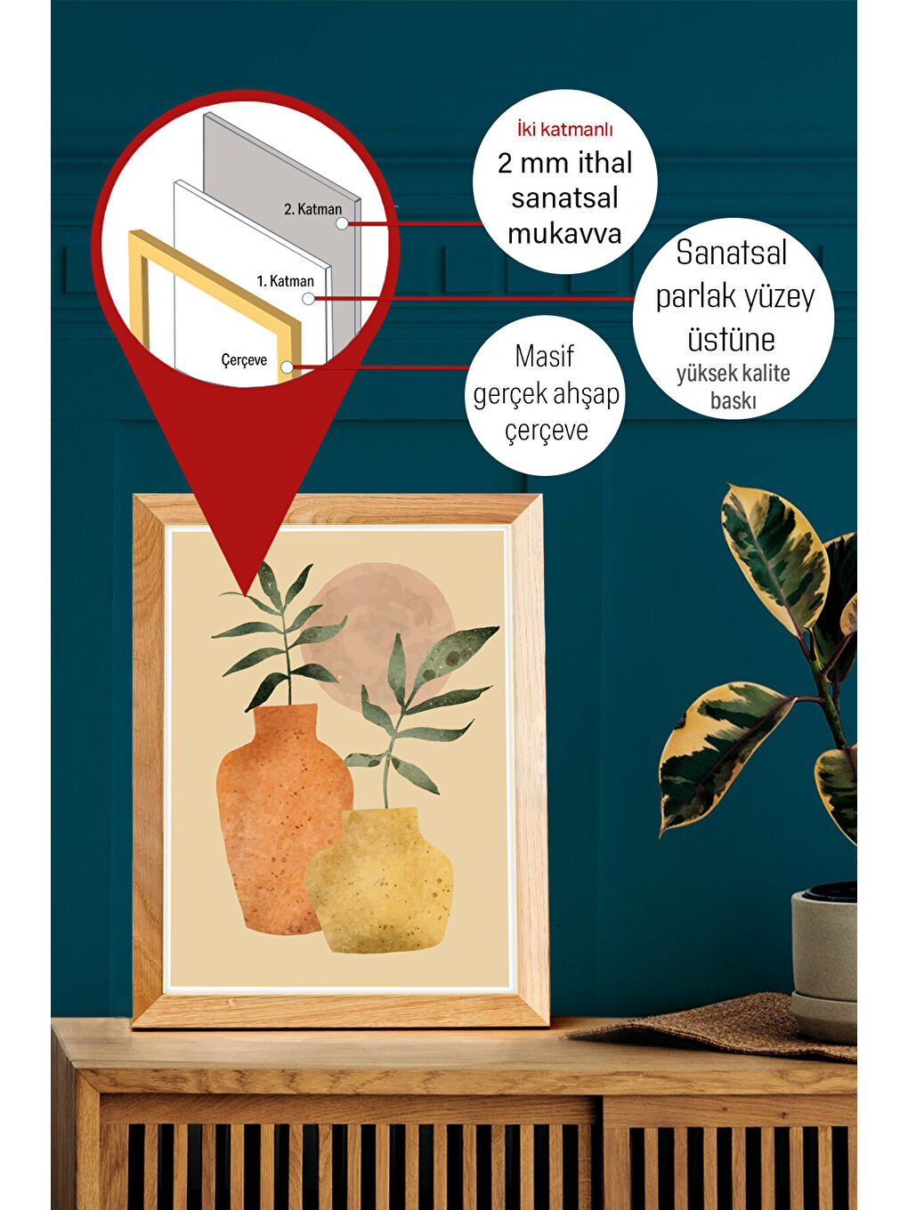 Beyaz Gerçek Ahşap Çerçeveli 3 Parça 3D Poster Tablo Seti - 3DARTSOHOSET106-2030-1