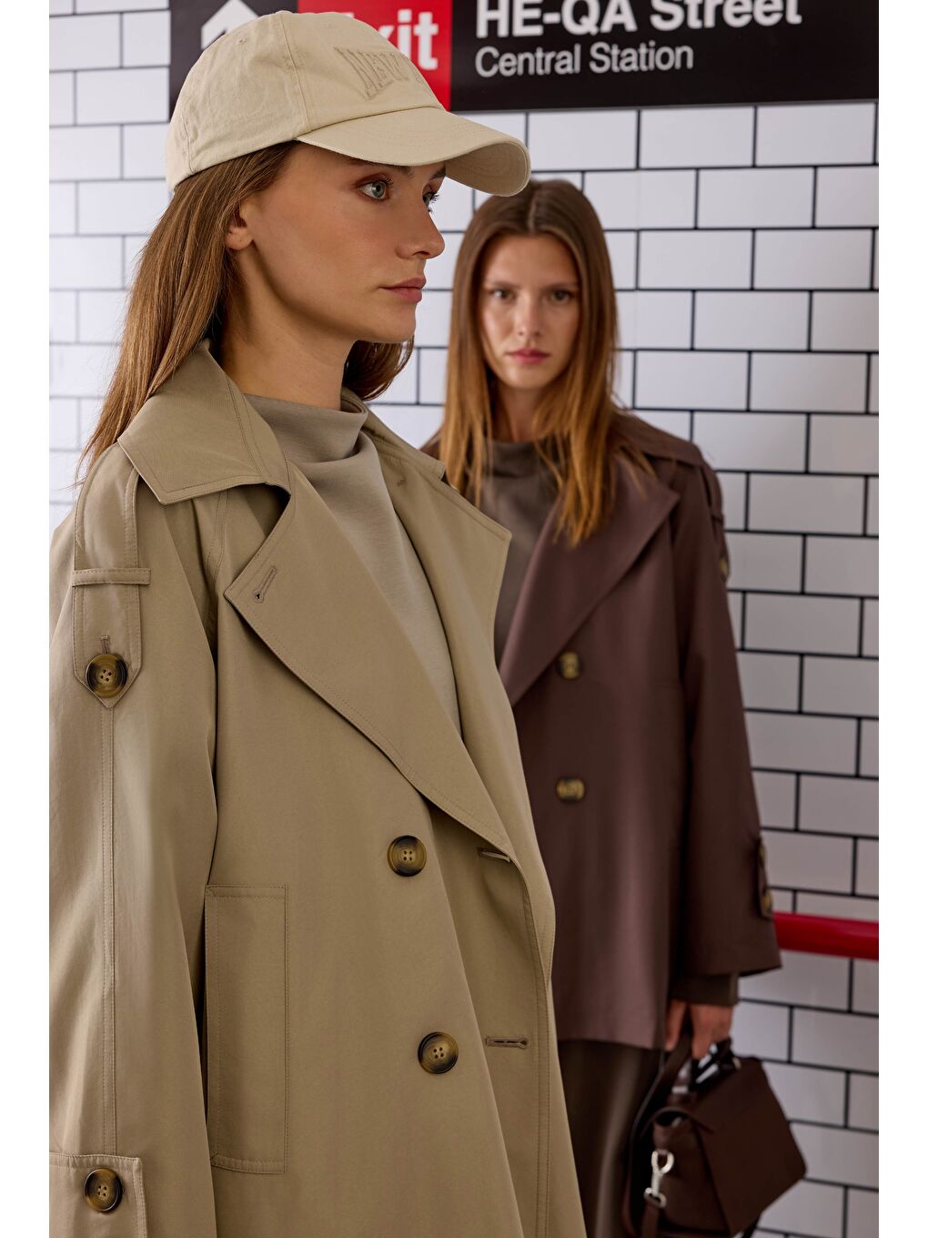 Bej Kruvaze Kesim Trençkot Mat Vizon-3