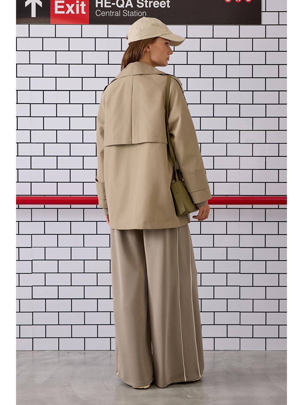 Bej Kruvaze Kesim Trençkot Mat Vizon-4