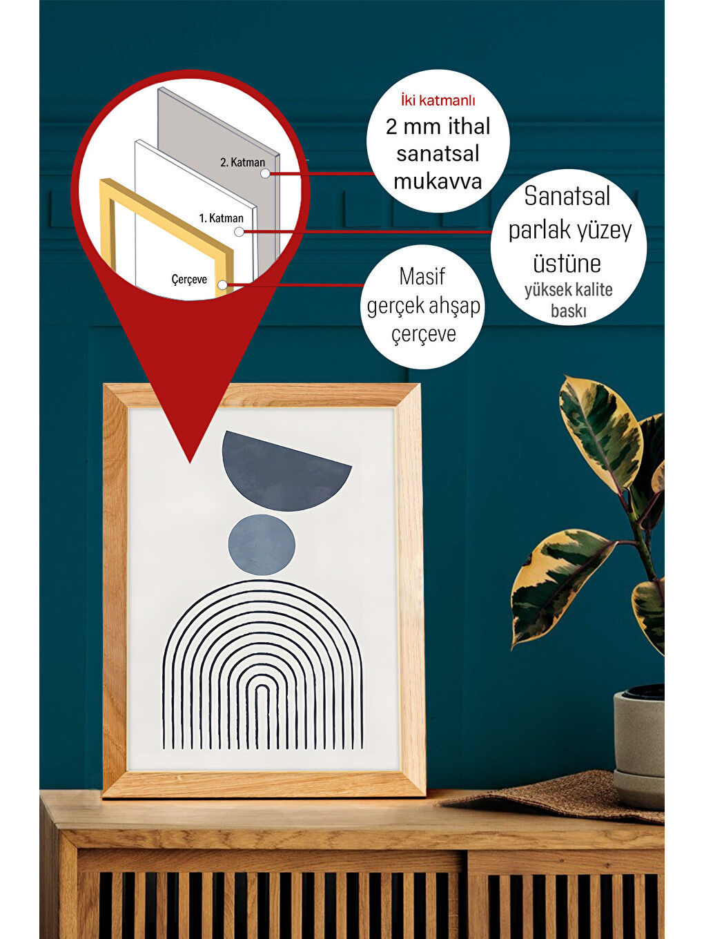 Beyaz Gerçek Ahşap Çerçeveli 3 Parça 3D Poster Tablo Seti - 3DARTSOHOSET42-1520-2