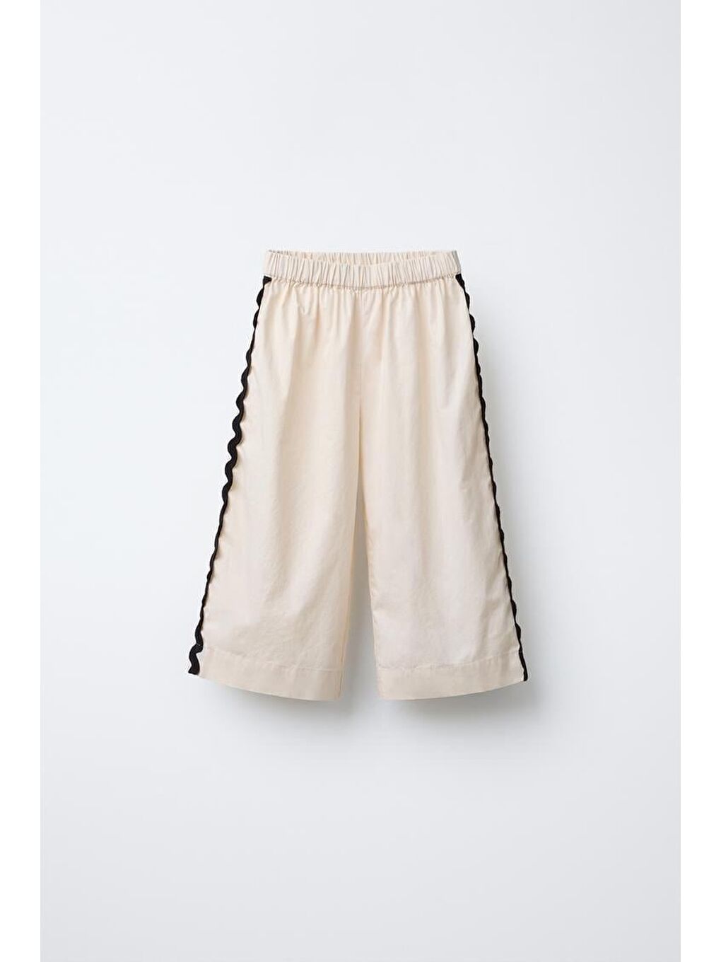 Karışık Kız Çocuk Keten Krem Fırfırlı Bluz Ve Geniş Paça Pantolon Takım-3