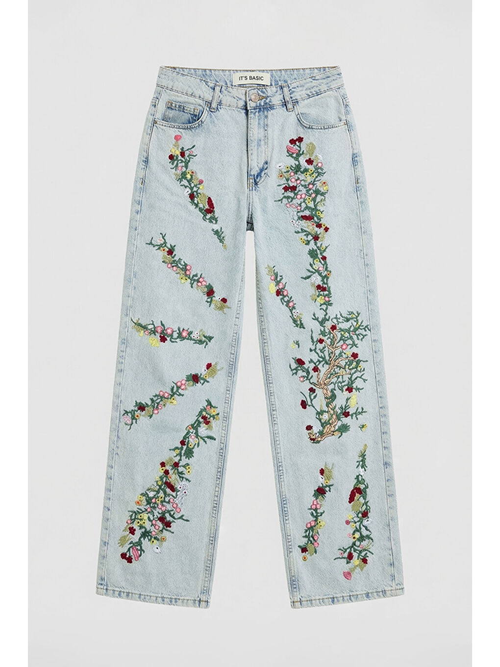 Mavi Kadın Jean Rengi 3s6-75 Straight Fit Çiçek Nakışlı Özel Tasarım Denim Jean-4