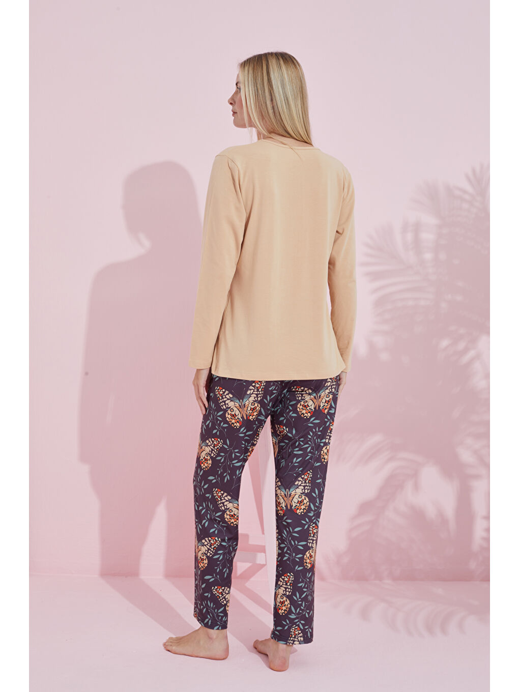 Bej Ten Çokrenkli Pamuklu Örme Pijama Takım 24240180-2