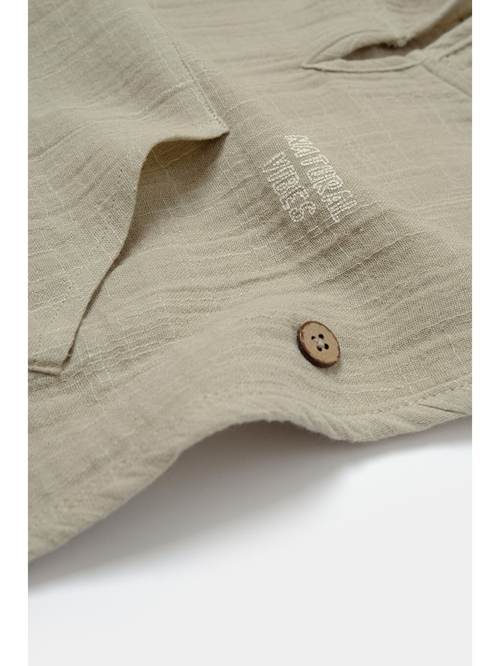 Yeşil Unisex Çocuk Pamuklu Bej Müslin Panço Havlu-1