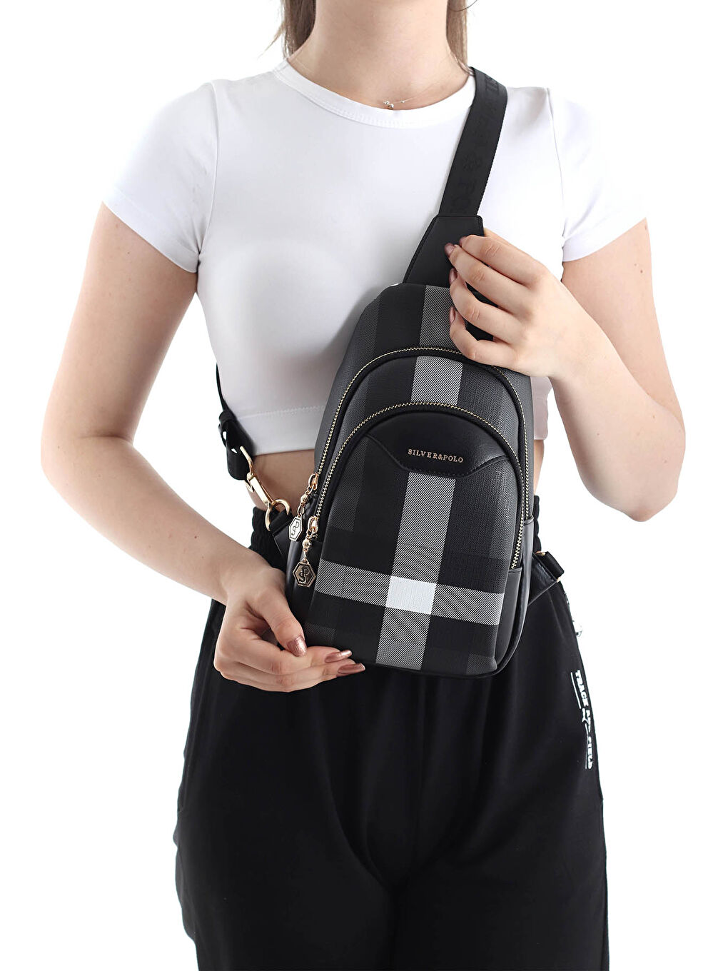 Siyah Kadın Çapraz Göğüs Çantası 959-36810 FREEBAG M129 SİYAH-MAT SİYAH-5