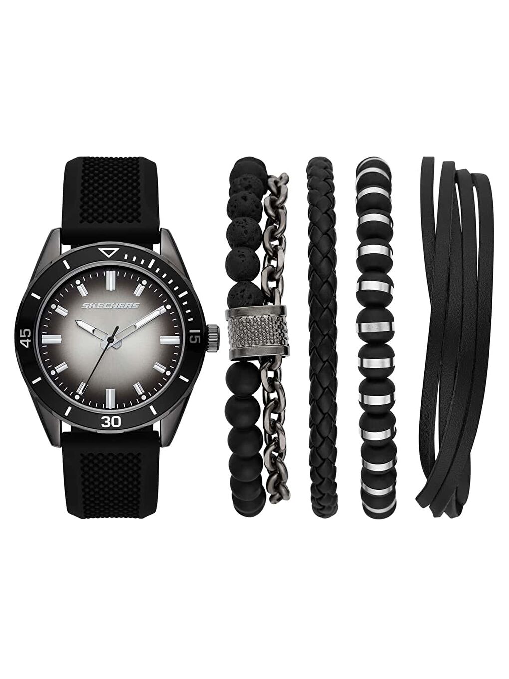 Siyah SR9124 Erkek Kol Saati ve Bileklik Seti