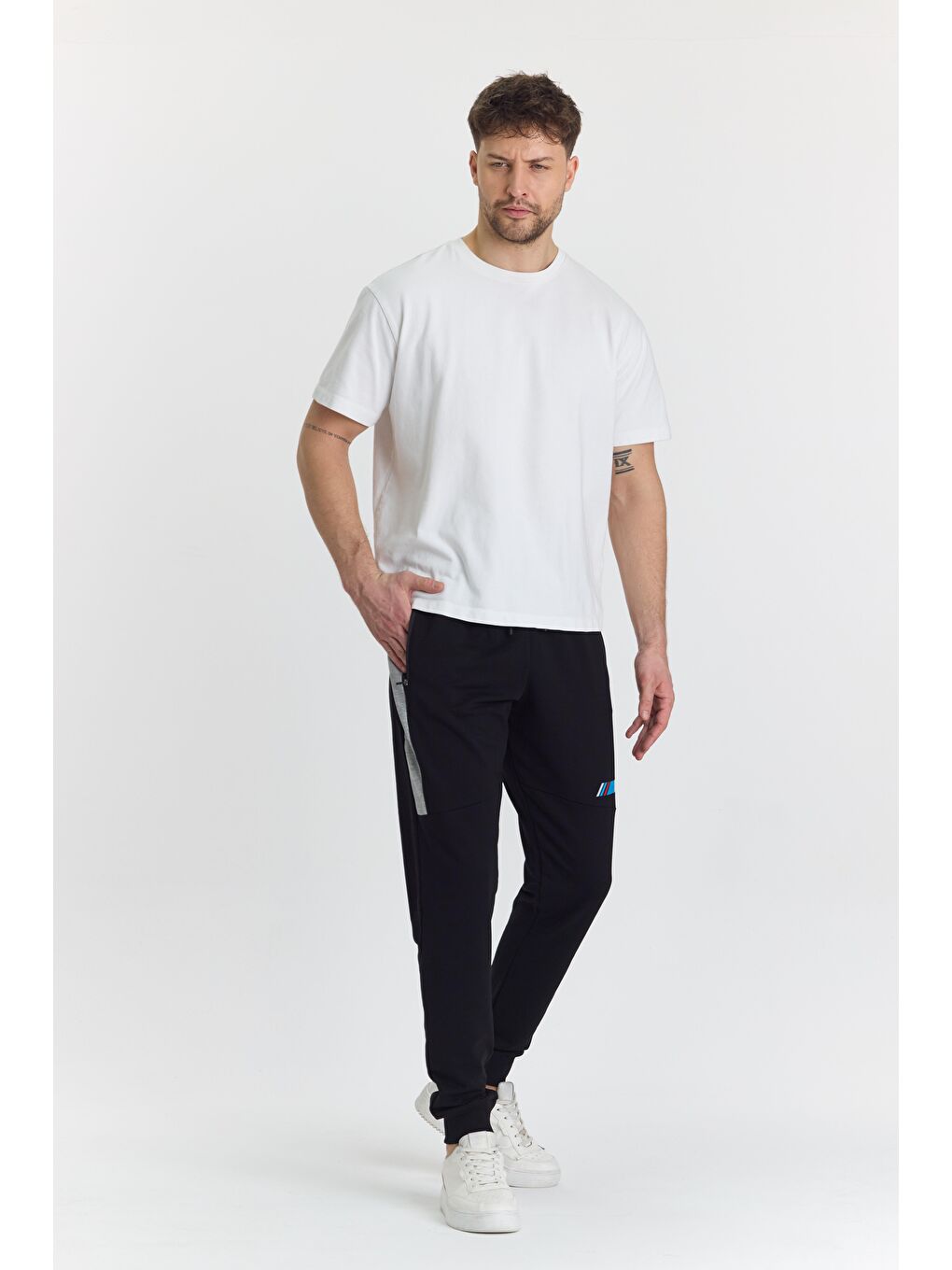 Erkek Pamuklu Baskılı Eşofman Altı Siyah 5425-S-4