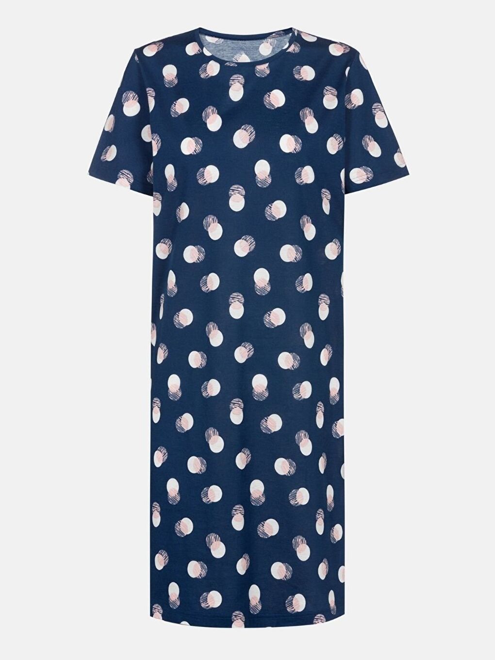 Mavi %100 Saf Pamuk Kısa Kollu Gecelik-2