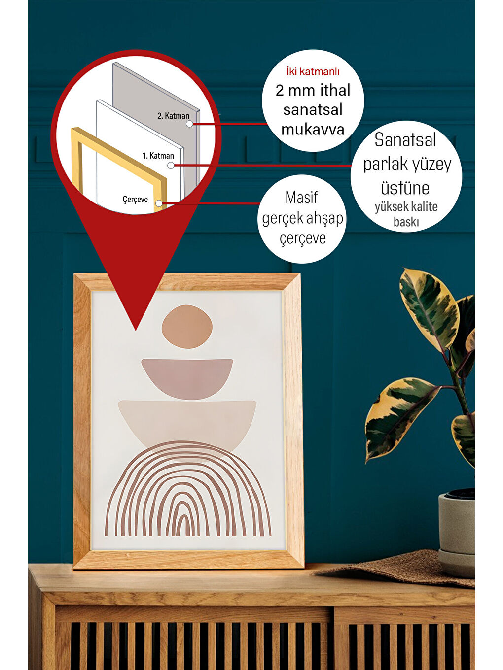 Beyaz Gerçek Ahşap Çerçeveli 3 Parça 3D Poster Tablo Seti - 3DARTSOHOSET45-3348-2