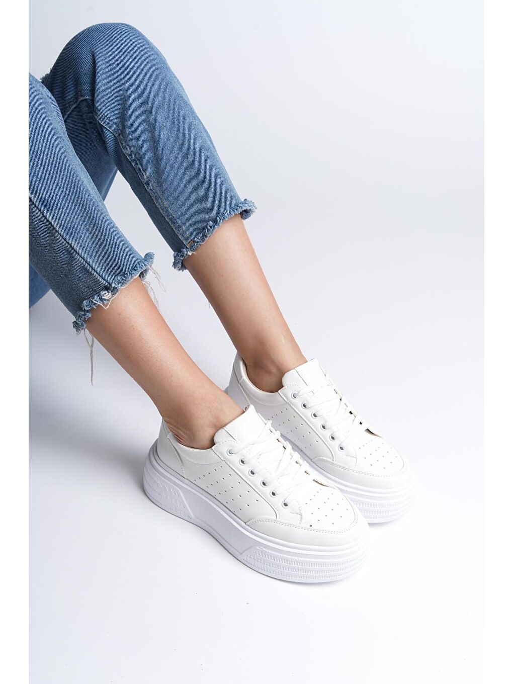 Beyaz Kadın Sneaker Spor Ayakkabı-1