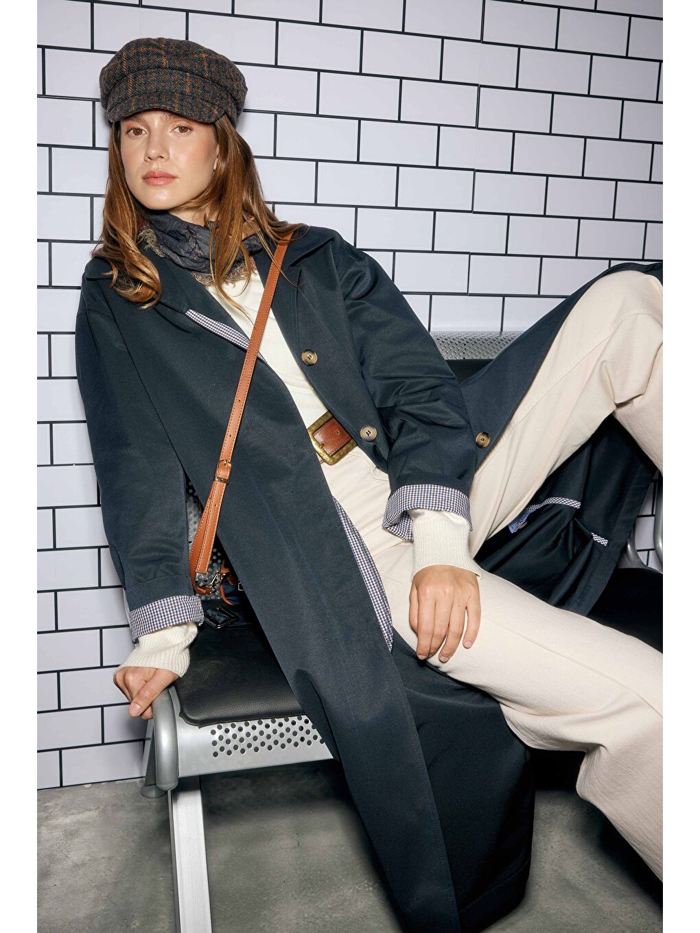 Minimal Trençkot Lacivert-1