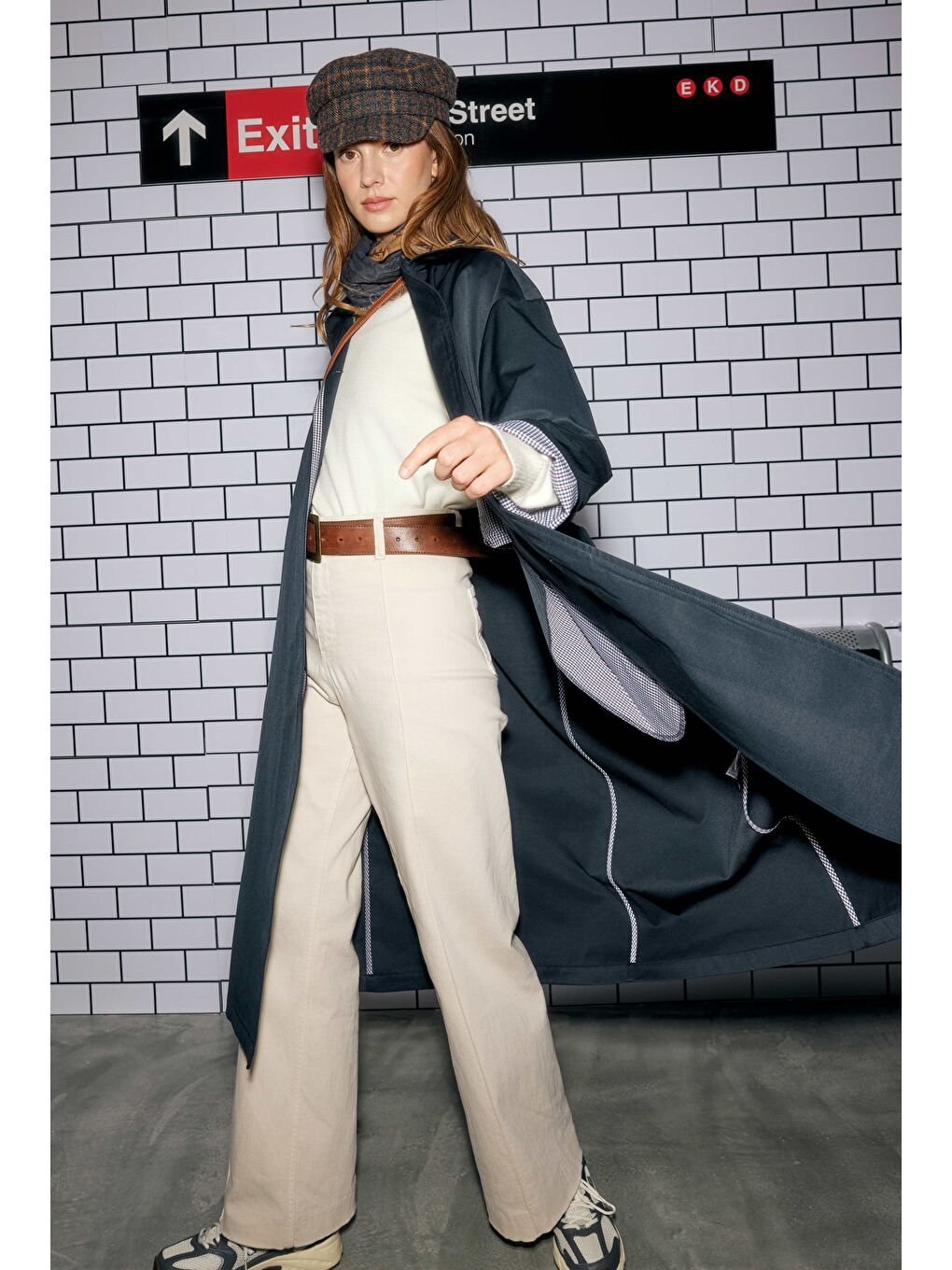 Minimal Trençkot Lacivert-2